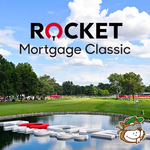 Image of Detroit Golf Club with the Rocket Mortage Classid and Tour Junkies logos.